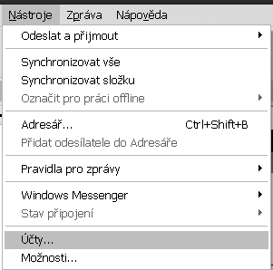 Nastavení: MS Outlook Express krok č.1