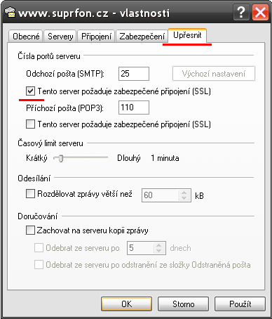 Nastavení: MS Outlook Express krok č.9