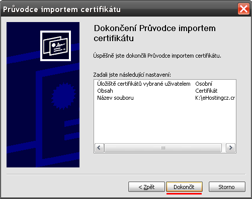 Instalace certifikátu pomocí Průvodce č.4