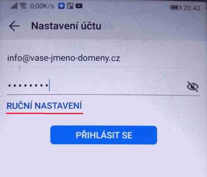 Nastavení: Android Email krok č.3