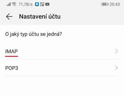 Nastavení: Android Email krok č.4