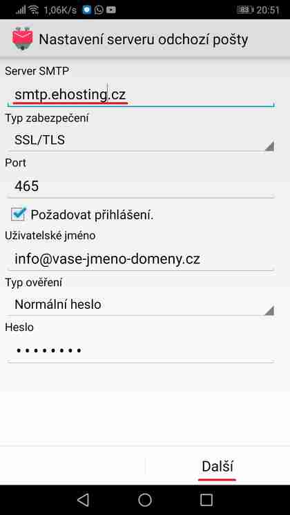 Nastavení: Android K-9 Mail krok č.4