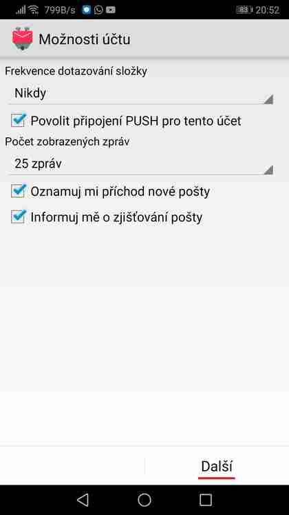 Nastavení: Android K-9 Mail krok č.5