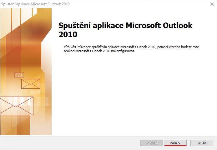 Nastavení: Microoft Outlook 2010 krok č.2