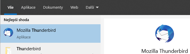 Nastavení: Thunderbird krok č.1