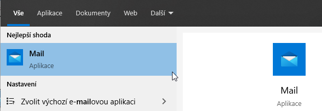 Nastavení: Windows 10 Mail krok č.1