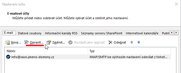 Oprava Microoft Outlook 2019 krok č.4