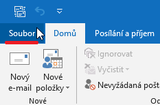 Změna INBOX: Microoft Outlook 2019 krok č.2